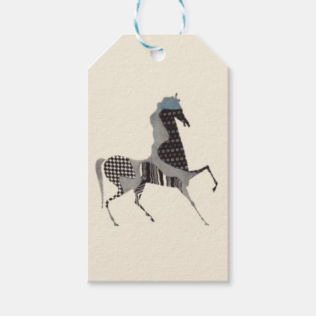 Étiquettes-cadeau impression de cheval en patchwork (Devant)