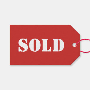 Étiquettes-cadeau Impression de mot de typographie SOLD rouge