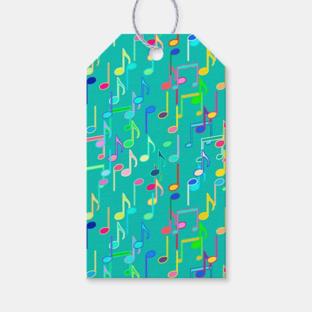 Étiquettes-cadeau Impression musicale - turquoise, multi (Devant)