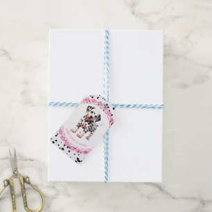Étiquettes-cadeau Imprimé Dalmatien Anniversaire   Fête Noir et Blan