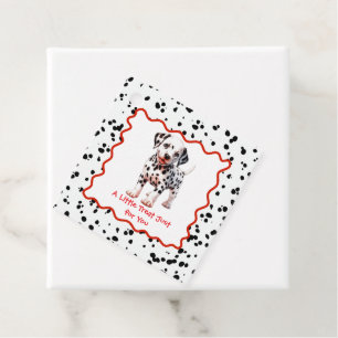 Étiquettes Cadeau Imprimé Dalmatien Anniversaire Fête Noir et Blan
