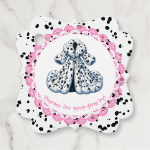 Étiquettes Cadeau Imprimé Dalmatien Anniversaire Fête Noir et Blan