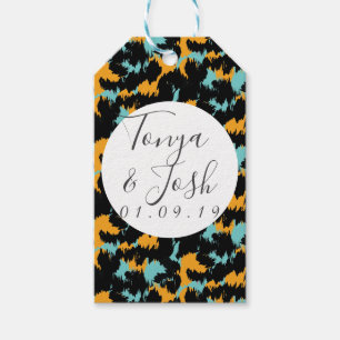 Étiquettes-cadeau Imprimé guépard coloré motif moderne mariage