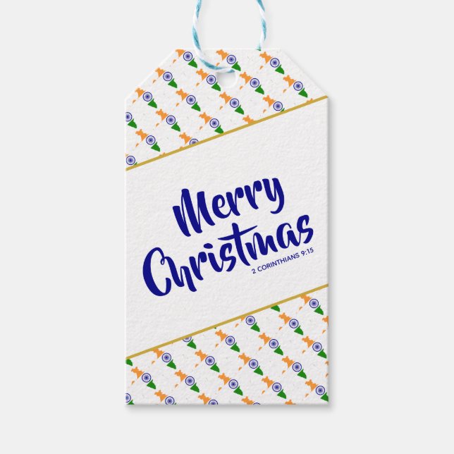Étiquettes-cadeau INDE Joyeux Noël coutume Écriture chrétienne (Devant)
