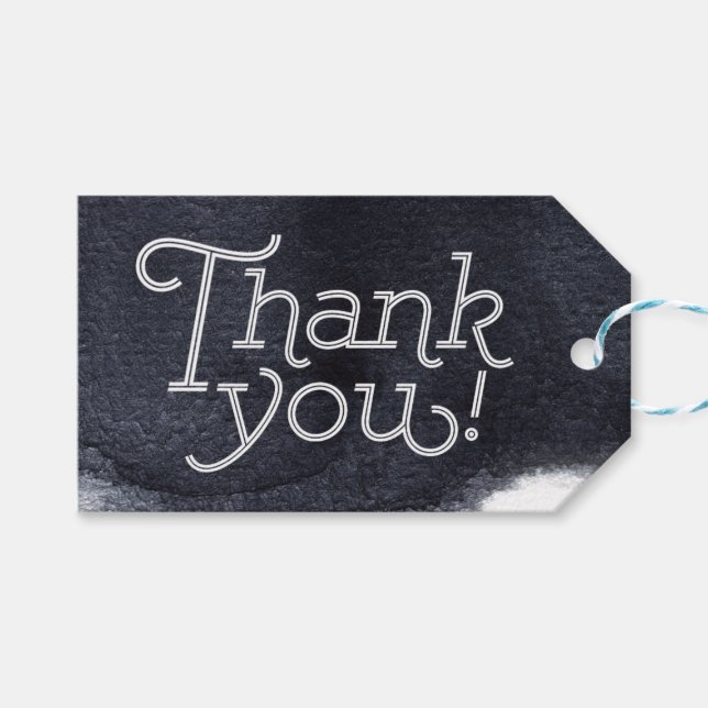 Étiquettes-cadeau Indigo aquarelle moderne simple mariage merci (Devant (Horizontal))