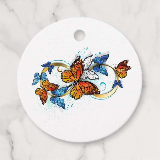 Étiquettes Cadeau Infinité de papillons monarques (Devant)