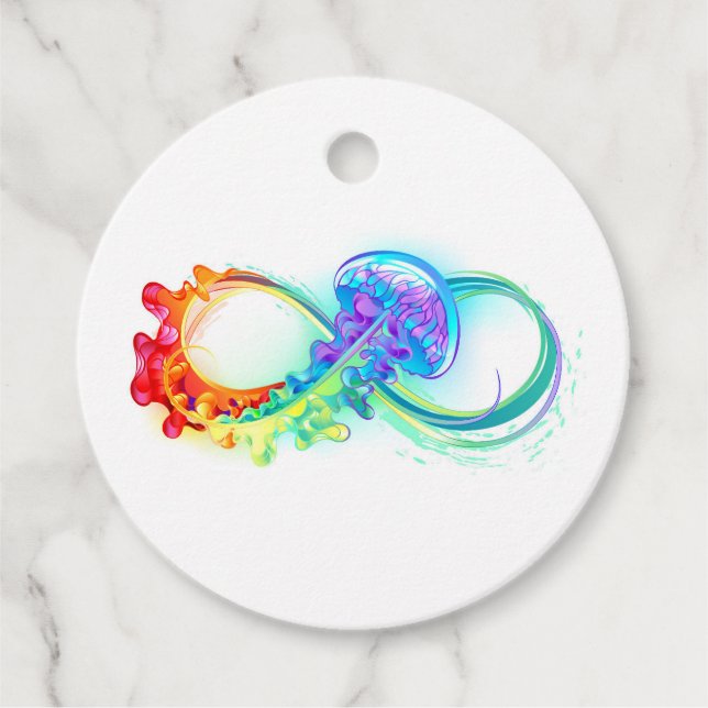Étiquettes Cadeau Infinity avec Rainbow Jellyfish (Devant)