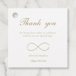 Étiquettes Cadeau Infinity Love Monogram White Merci Mariage