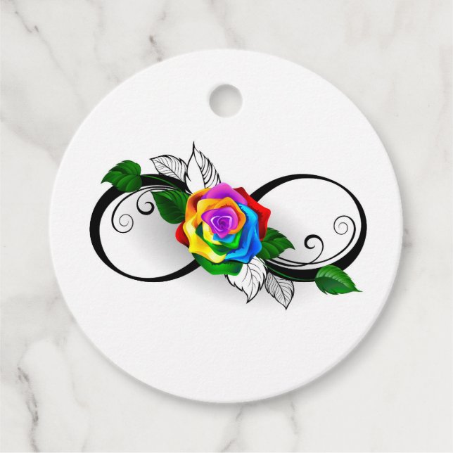 Étiquettes Cadeau Infinity Symbol with Rainbow Rose (Devant)