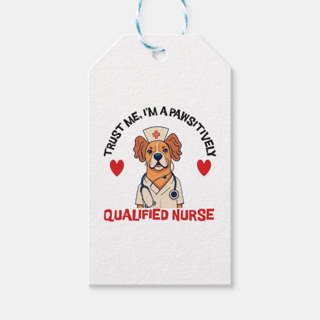Étiquettes-cadeau Infirmière Qualifiée Pawsitively (Devant)
