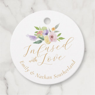 Étiquettes Cadeau Infusé Avec L'Amour Citrus & Mariage Floral Monogr