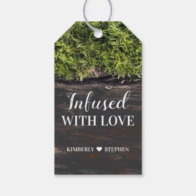 Étiquettes-cadeau Infusé Par L'Amour Mariage Rustique (Devant)