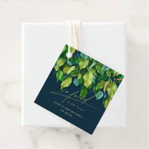Étiquettes Cadeau Infusé Par L'Amour Verdure Mariage Bleu Profond