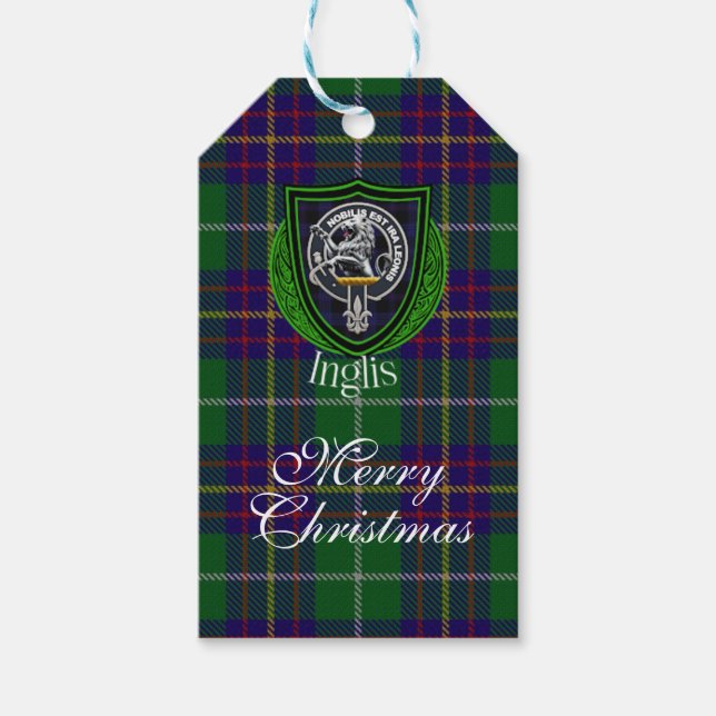 Étiquettes-cadeau Inglis Scottish Clan Tartan & Crest (Devant)