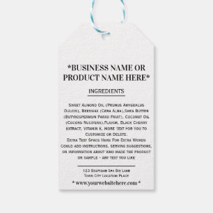 Étiquettes-cadeau Ingrédients Instructions Logo d'entreprise artisan