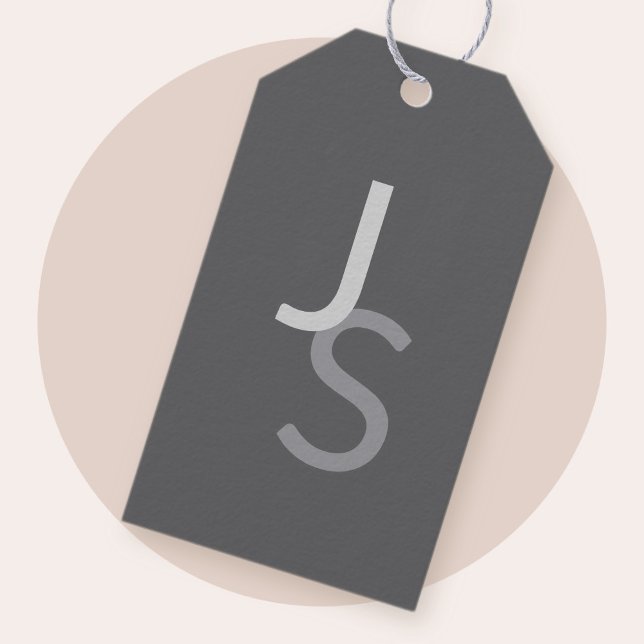 Étiquettes-cadeau Initiales chevauchantes modernes et monogrammées | (Créateur téléchargé)