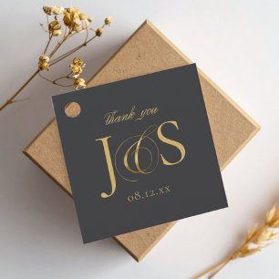 Étiquettes Cadeau Initiales de Mariage d'élégance simple ID1022 de c