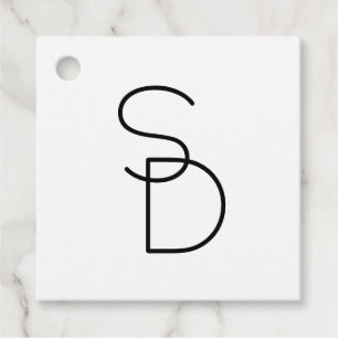 Étiquettes Cadeau Initiales superposées de style moderne