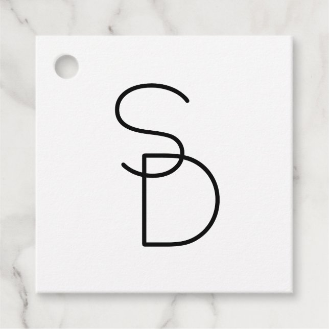 Étiquettes Cadeau Initiales superposées de style moderne (Devant)