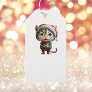 Étiquettes-cadeau Innocent Cat Christmas Elf White Cadeau Tags
