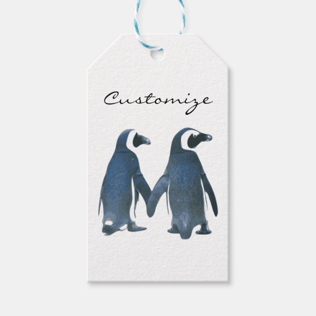 Étiquettes-cadeau Inséparables Penguin Couple Thunder_Cove (Devant)