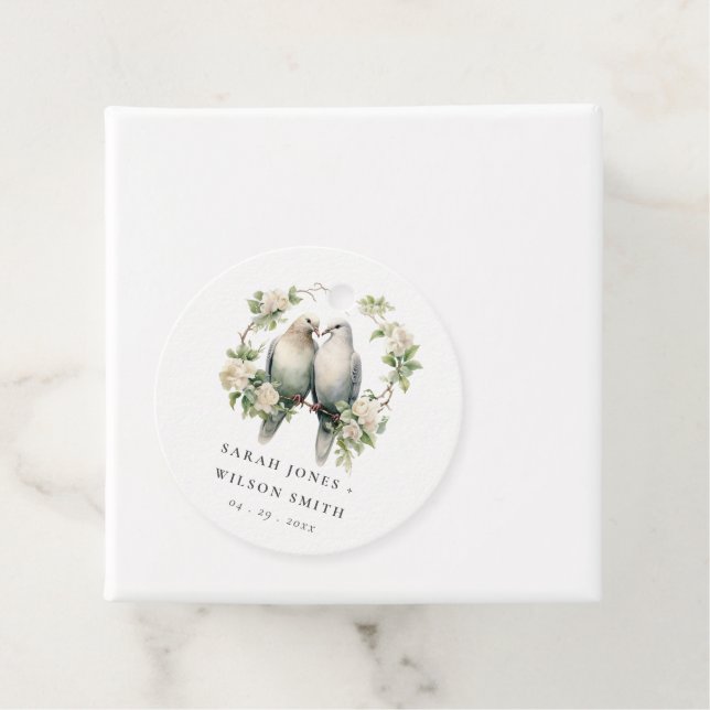 Étiquettes Cadeau Inséparables romantiques mignons Mariage de couron (En situation)