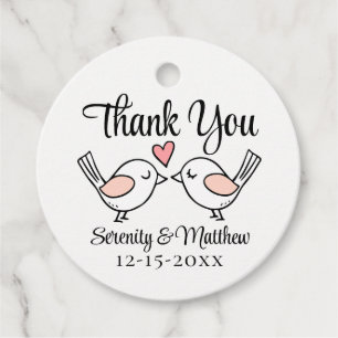 Étiquettes Cadeau Inséparables rose noir Inséparable Merci Mariage