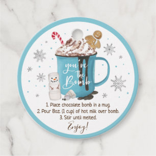 Étiquettes Cadeau Instruction sur la bombe à chocolat chaud