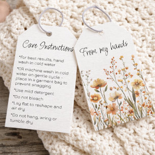Étiquettes-cadeau Instructions de soin personnalisées pour fleurs sa