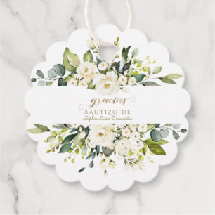 Étiquettes Cadeau Invitacion De Bautizo Con Flores Baptême