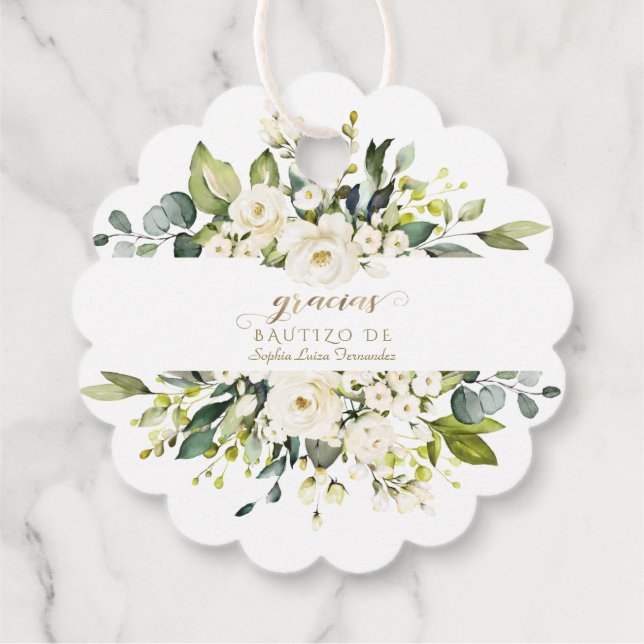 Étiquettes Cadeau Invitacion De Bautizo Con Flores Baptême (Dos)
