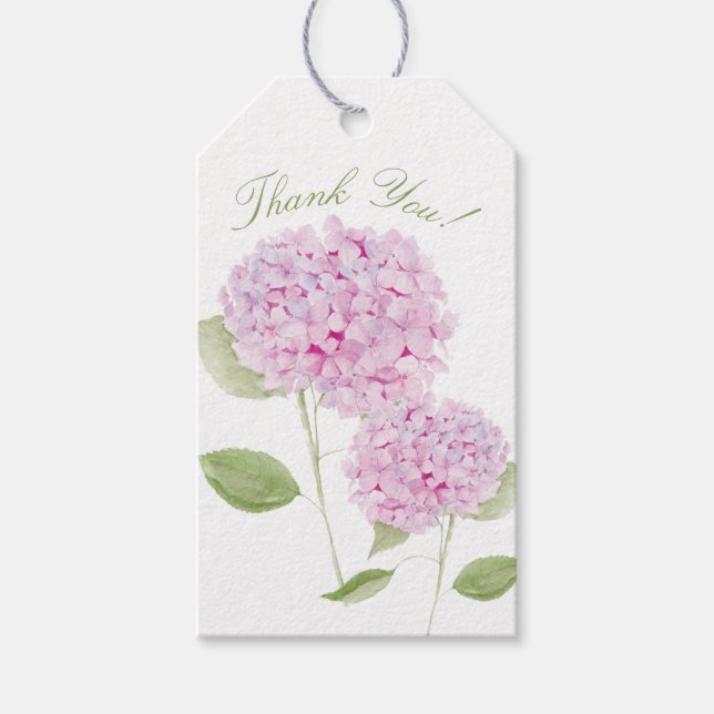 Étiquettes-cadeau Invitation Aquarelle Hydrangea Rose (Devant)
