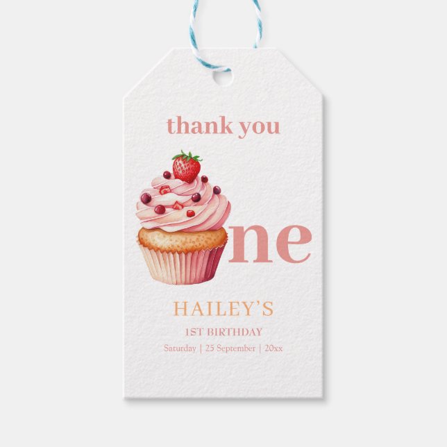 Étiquettes-cadeau Invitation d'anniversaire Cupcake, 1er anniversair (Devant)