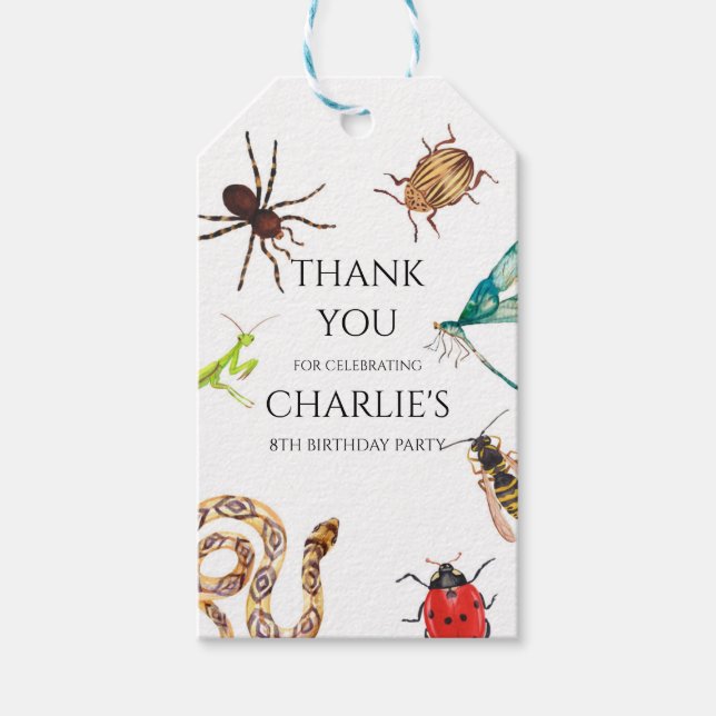 Étiquettes-cadeau Invitation de bogues, Anniversaire extérieur, Bug  (Devant)