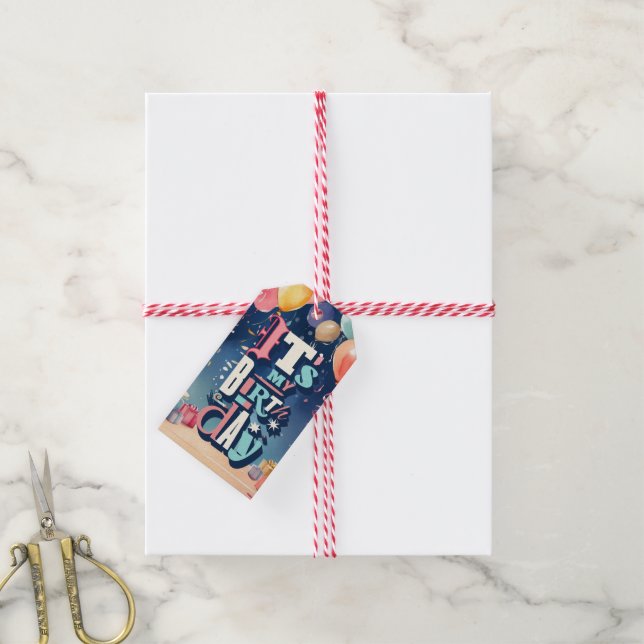 Étiquettes-cadeau Invitation de fête d'anniversaire (Avec de la ficelle)
