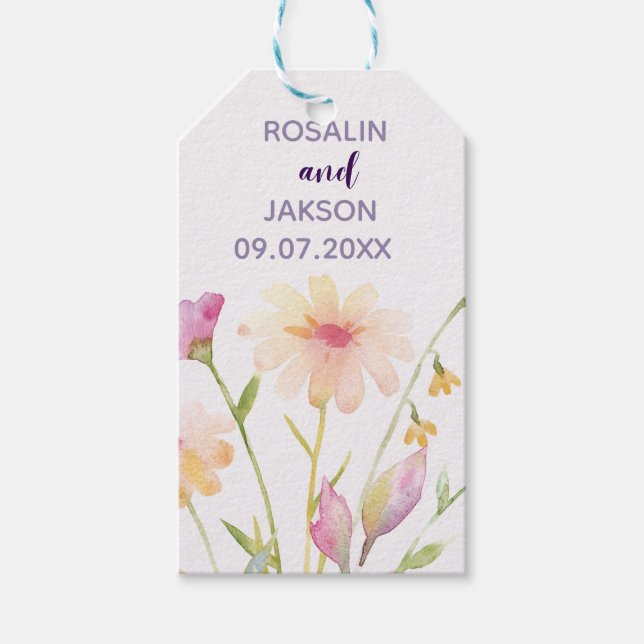 Étiquettes-cadeau Invitation modifiable à fleurs aquarelle  (Devant)