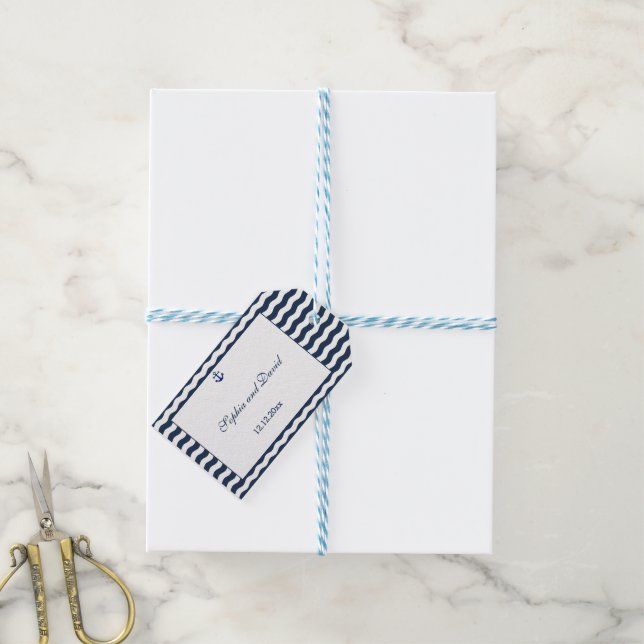 Étiquettes-cadeau Invitations pour mariages | Vagues marines (With Twine)