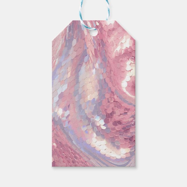 Étiquettes-cadeau Iridesecent Pink and Purple Sequin (Devant)