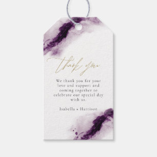 Étiquettes-cadeau IRIS Plum Purple Aquarelle Splash Gold Favoriser