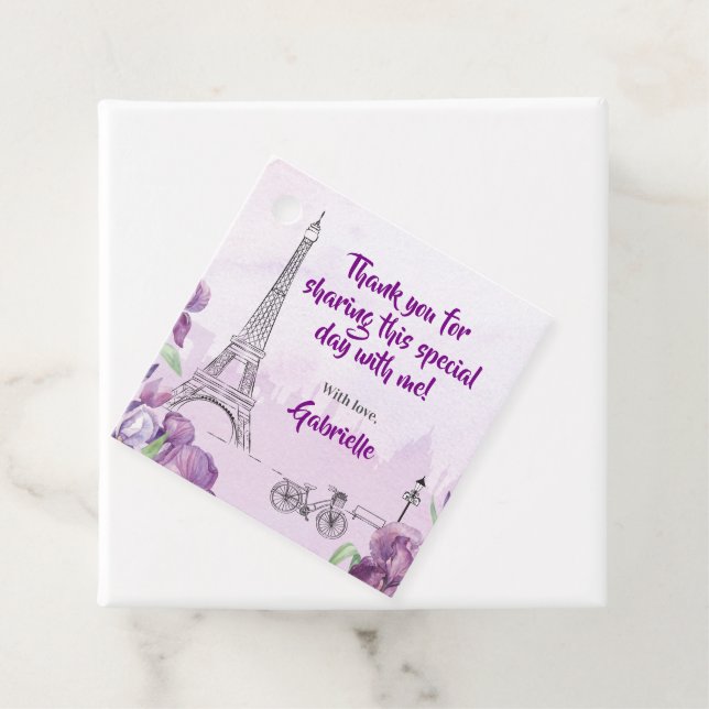 Étiquettes Cadeau Iris Violet Merci Français (En situation)