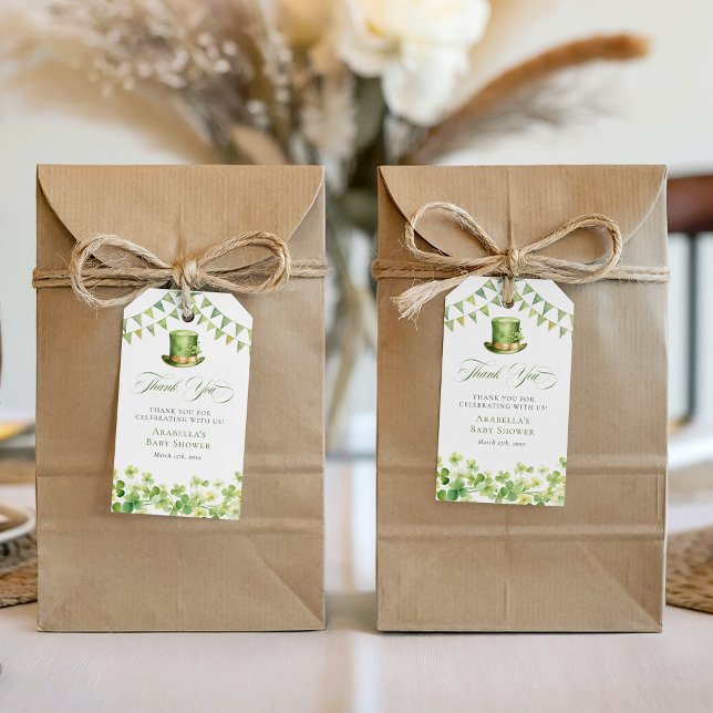 Étiquettes-cadeau Irish Baby Shower Thank You Green Shamrock Favor (Irish Baby Shower Thank You Green Shamrock Favor Gift Tags)