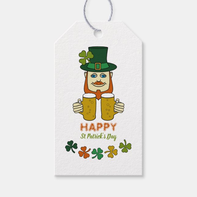 Étiquettes-cadeau Irish Leprechaun, Saint Patrick's Day (Devant)