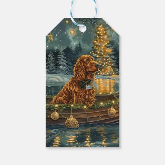 Étiquettes-cadeau Irish Red Setter Christmas Festive Voyage (Devant)