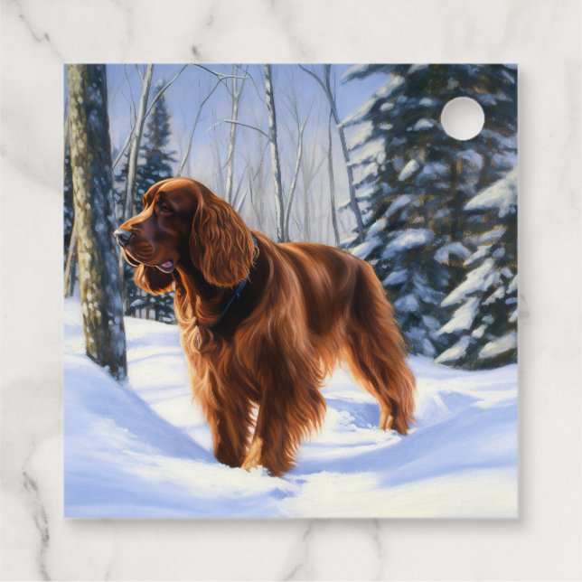 Étiquettes Cadeau Irish Setter Qu'il neige Noël (Dos)