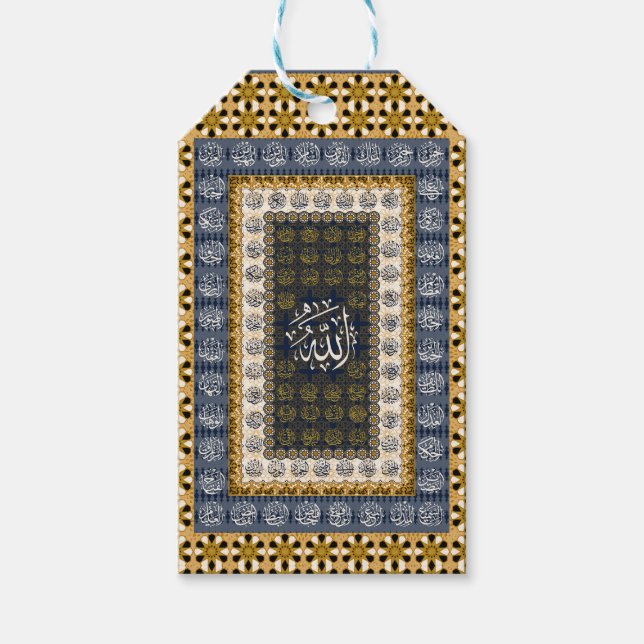 Étiquettes-cadeau Islamic Wall Art Allah Names Calligraphy Geometric (Devant)