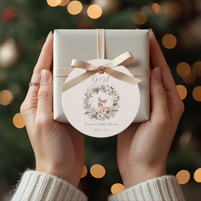Étiquettes Cadeau It’s a Girl Floral Deer Baby Shower Favors (Créateur téléchargé)