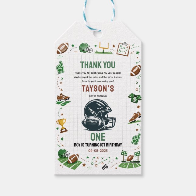 Étiquettes-cadeau It’s Game Time Football 1st Birthday (Devant)