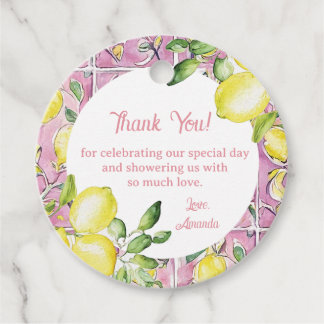 Étiquettes Cadeau Italian Lemon Pink Yellow Bridal Shower Thank You