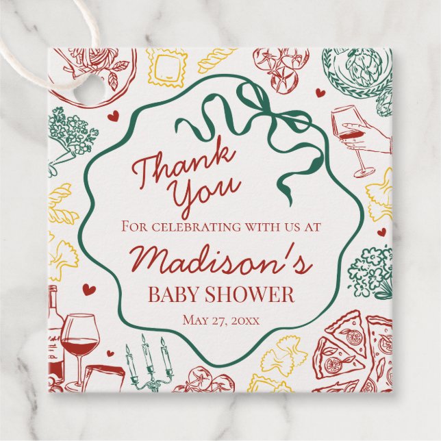 Étiquettes Cadeau Italian Pasta Special Delivery Baby Shower (Devant)