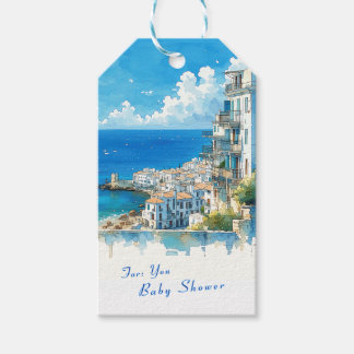 Étiquettes-cadeau Italian Seaside Town Watercolor Baby Shower Favor